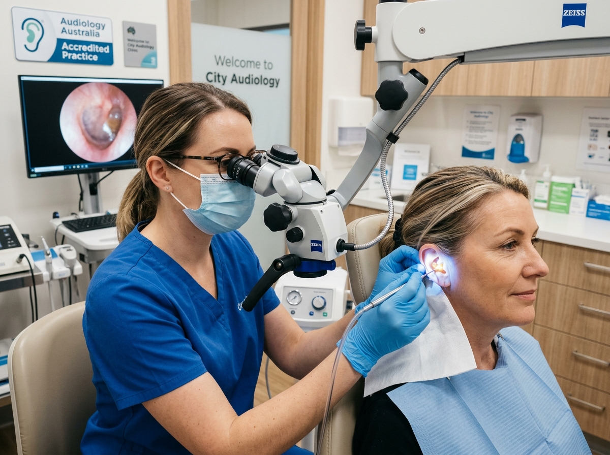 Clinical microsuction ear wax removal with operating microscope